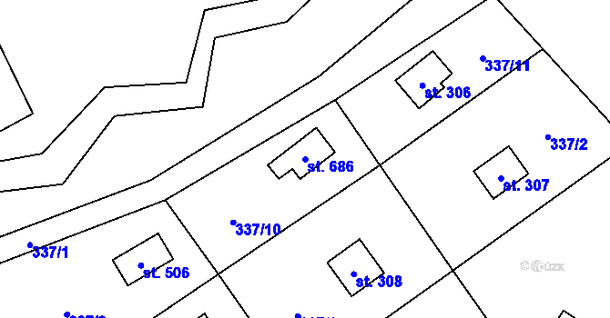 Parcela st. 686 v KÚ Libeř, Katastrální mapa