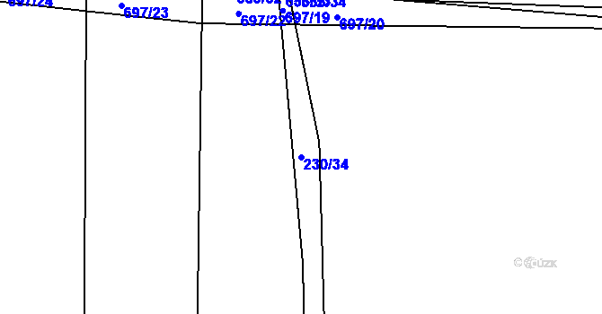Parcela st. 230/34 v KÚ Libeř, Katastrální mapa