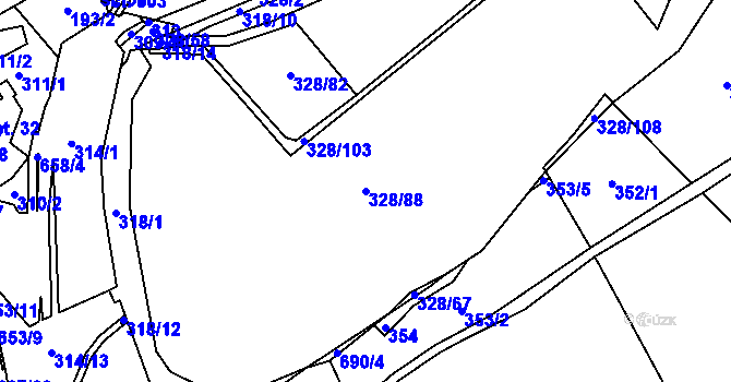 Parcela st. 328/88 v KÚ Libeř, Katastrální mapa