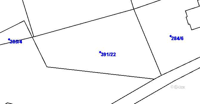 Parcela st. 391/22 v KÚ Libeř, Katastrální mapa