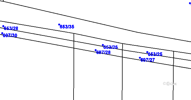 Parcela st. 697/28 v KÚ Libeř, Katastrální mapa