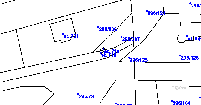 Parcela st. 718 v KÚ Libeř, Katastrální mapa