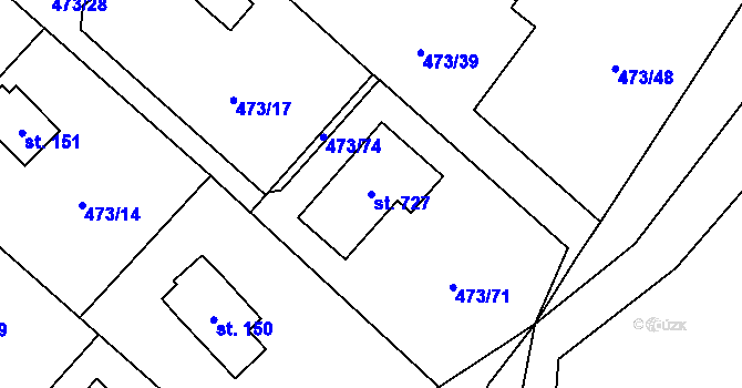 Parcela st. 727 v KÚ Libeř, Katastrální mapa