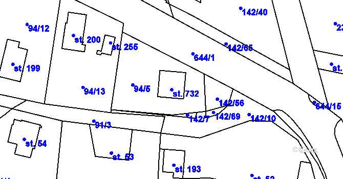 Parcela st. 732 v KÚ Libeř, Katastrální mapa