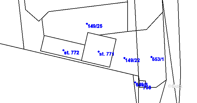 Parcela st. 771 v KÚ Libeř, Katastrální mapa