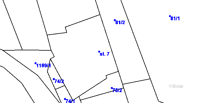 Parcela st. 7 v KÚ Liběšice u Litoměřic, Katastrální mapa