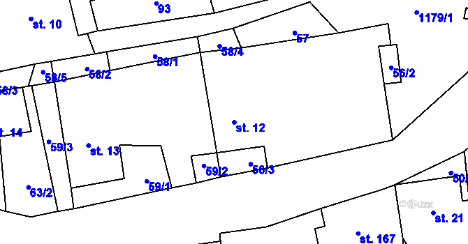 Parcela st. 12 v KÚ Liběšice u Litoměřic, Katastrální mapa