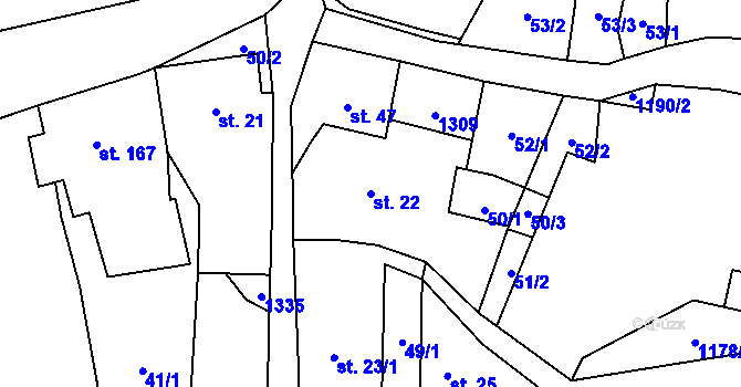 Parcela st. 22 v KÚ Liběšice u Litoměřic, Katastrální mapa