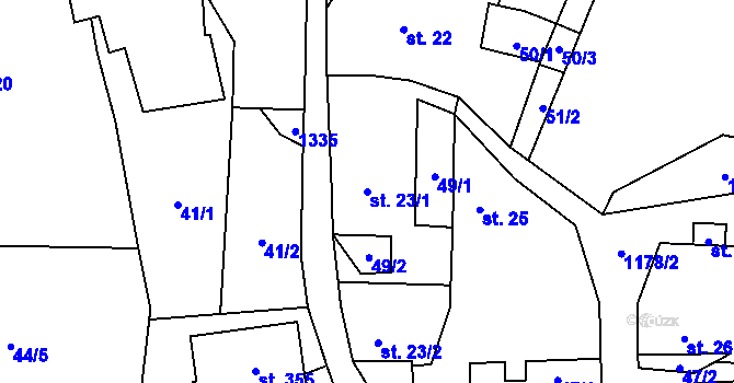 Parcela st. 23/1 v KÚ Liběšice u Litoměřic, Katastrální mapa