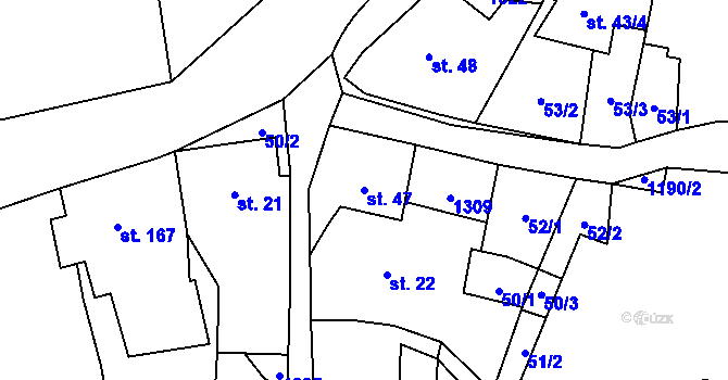 Parcela st. 47 v KÚ Liběšice u Litoměřic, Katastrální mapa