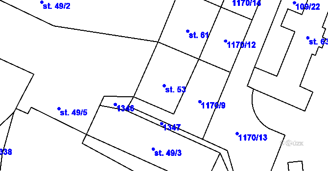 Parcela st. 53 v KÚ Liběšice u Litoměřic, Katastrální mapa