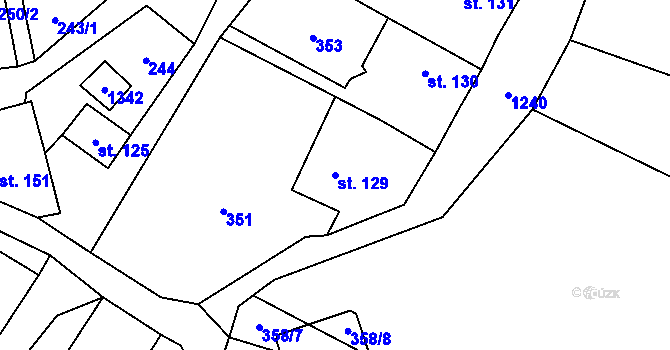 Parcela st. 129 v KÚ Liběšice u Litoměřic, Katastrální mapa