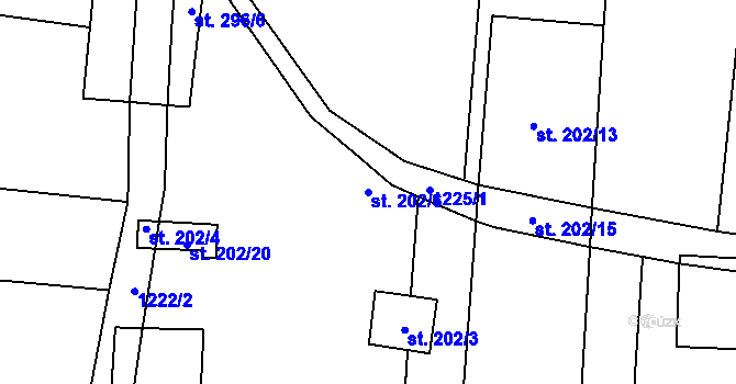 Parcela st. 202/6 v KÚ Liběšice u Litoměřic, Katastrální mapa