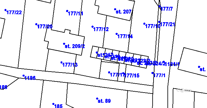 Parcela st. 218 v KÚ Liběšice u Litoměřic, Katastrální mapa