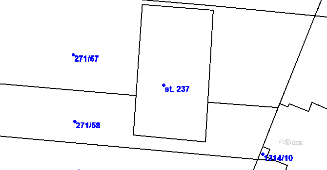 Parcela st. 237 v KÚ Liběšice u Litoměřic, Katastrální mapa