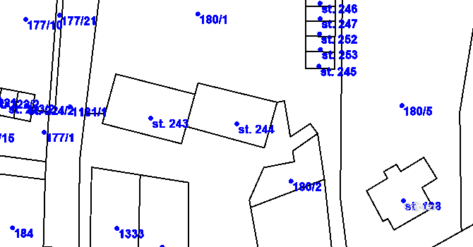 Parcela st. 244 v KÚ Liběšice u Litoměřic, Katastrální mapa