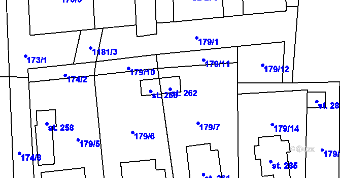 Parcela st. 262 v KÚ Liběšice u Litoměřic, Katastrální mapa
