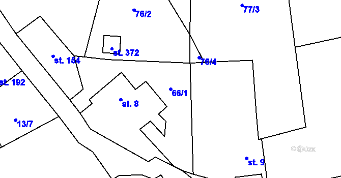 Parcela st. 66/1 v KÚ Liběšice u Litoměřic, Katastrální mapa