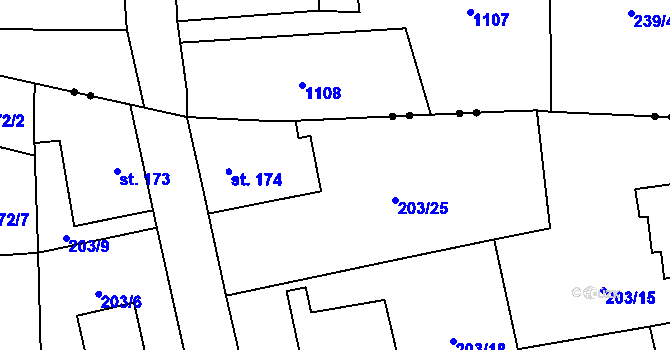Parcela st. 203/10 v KÚ Liběšice u Litoměřic, Katastrální mapa