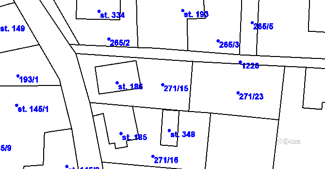 Parcela st. 271/15 v KÚ Liběšice u Litoměřic, Katastrální mapa