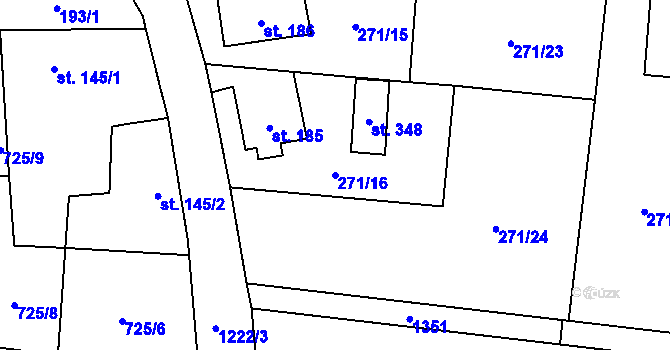 Parcela st. 271/16 v KÚ Liběšice u Litoměřic, Katastrální mapa