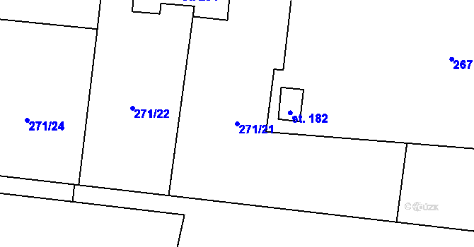 Parcela st. 271/21 v KÚ Liběšice u Litoměřic, Katastrální mapa
