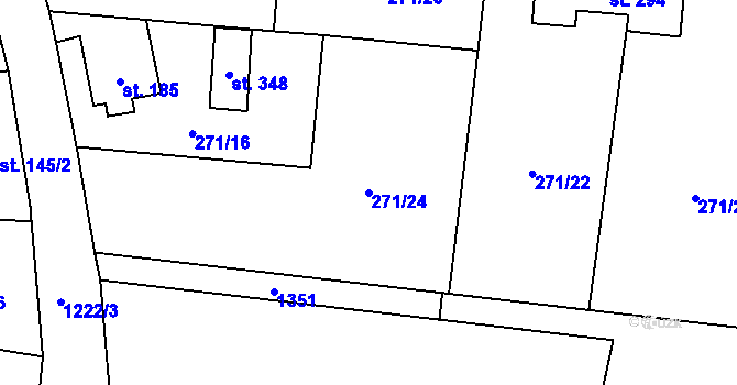 Parcela st. 271/24 v KÚ Liběšice u Litoměřic, Katastrální mapa