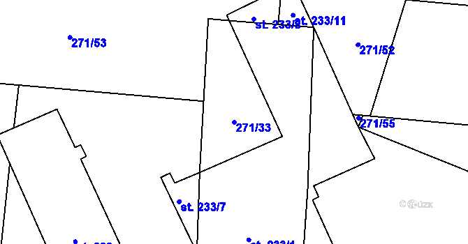 Parcela st. 271/33 v KÚ Liběšice u Litoměřic, Katastrální mapa