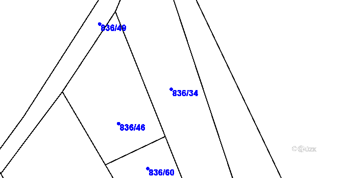 Parcela st. 836/34 v KÚ Liběšice u Litoměřic, Katastrální mapa
