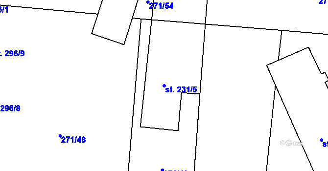 Parcela st. 231/5 v KÚ Liběšice u Litoměřic, Katastrální mapa