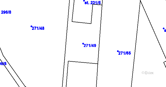 Parcela st. 271/49 v KÚ Liběšice u Litoměřic, Katastrální mapa