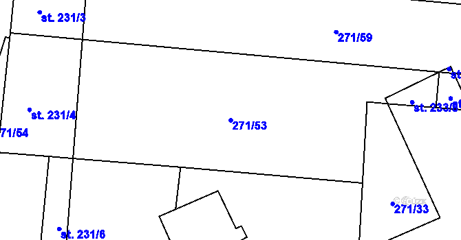 Parcela st. 271/53 v KÚ Liběšice u Litoměřic, Katastrální mapa