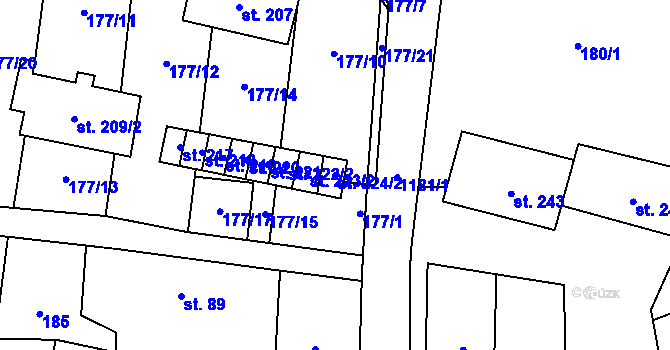Parcela st. 224/2 v KÚ Liběšice u Litoměřic, Katastrální mapa