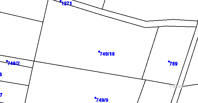 Parcela st. 749/18 v KÚ Liběšice u Litoměřic, Katastrální mapa