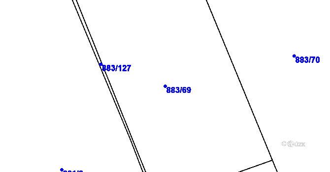 Parcela st. 883/69 v KÚ Liběšice u Litoměřic, Katastrální mapa