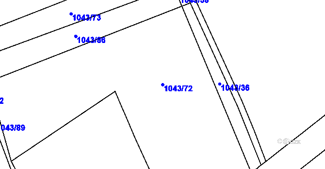Parcela st. 1043/72 v KÚ Liběšice u Litoměřic, Katastrální mapa