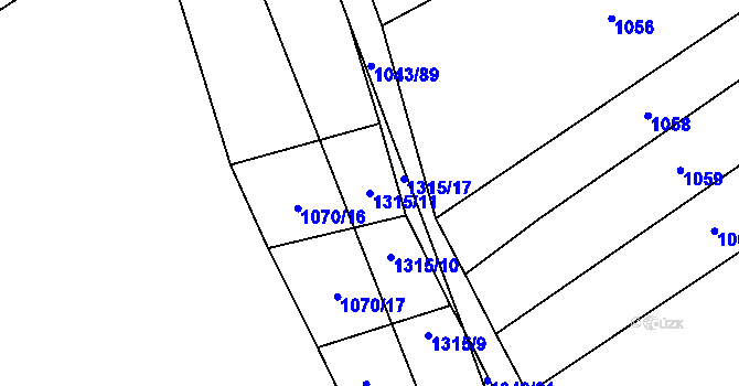 Parcela st. 1315/11 v KÚ Liběšice u Litoměřic, Katastrální mapa