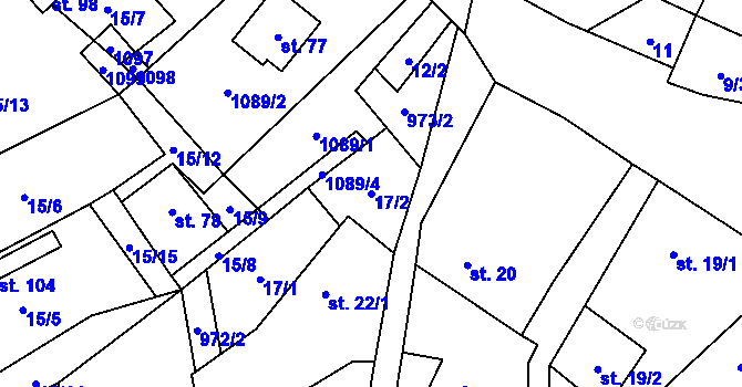 Parcela st. 17/2 v KÚ Trnobrany, Katastrální mapa