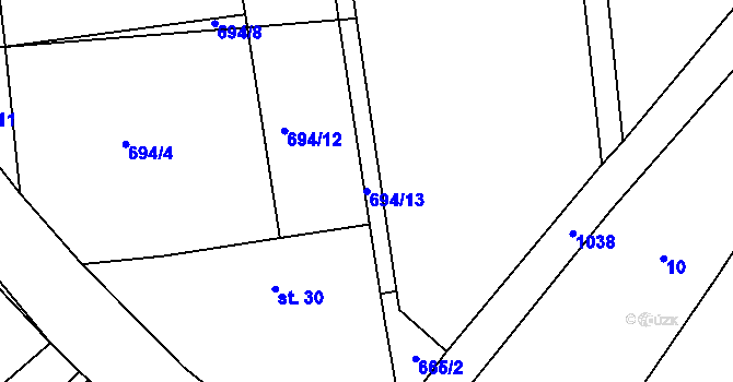 Parcela st. 694/13 v KÚ Trnobrany, Katastrální mapa