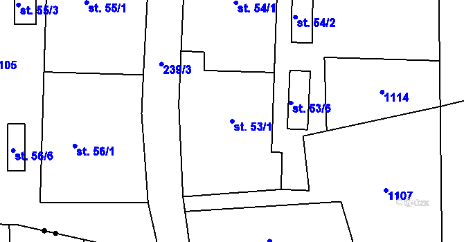 Parcela st. 53/1 v KÚ Trnobrany, Katastrální mapa