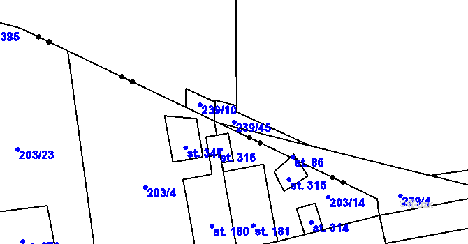 Parcela st. 239/45 v KÚ Trnobrany, Katastrální mapa