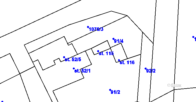 Parcela st. 115 v KÚ Trnobrany, Katastrální mapa
