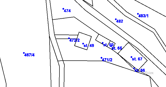 Parcela st. 49 v KÚ Zimoř, Katastrální mapa