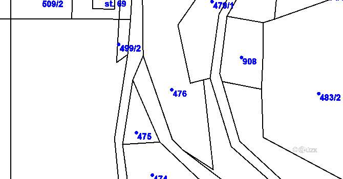 Parcela st. 476 v KÚ Zimoř, Katastrální mapa