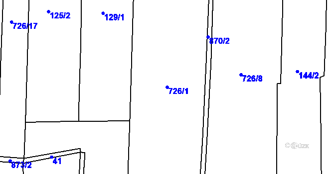 Parcela st. 726/1 v KÚ Zimoř, Katastrální mapa