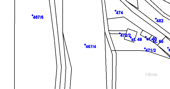 Parcela st. 467/4 v KÚ Zimoř, Katastrální mapa