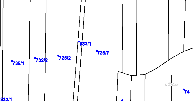 Parcela st. 726/7 v KÚ Zimoř, Katastrální mapa