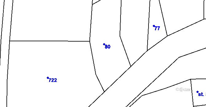 Parcela st. 726/9 v KÚ Zimoř, Katastrální mapa