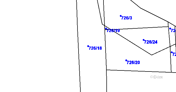 Parcela st. 726/18 v KÚ Zimoř, Katastrální mapa