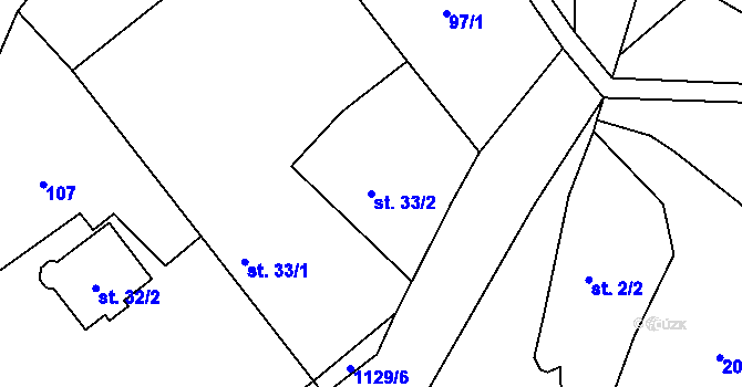 Parcela st. 33/2 v KÚ Kluček, Katastrální mapa